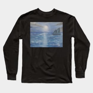 Nightly Sails oil painting by Tabitha kremesec Long Sleeve T-Shirt